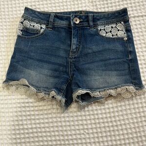 Justice Blue Jean Shorts with Lace Trim